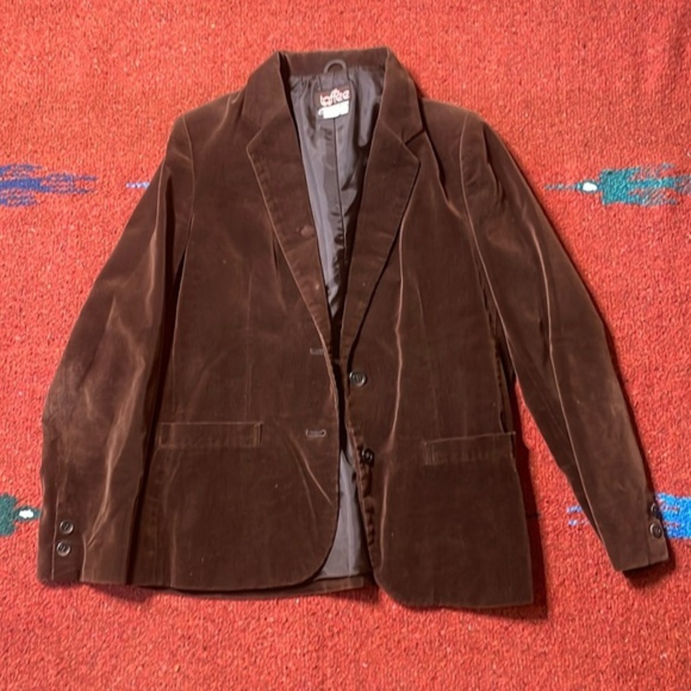 Coffee Vintage Velvet Brown‎ Womens Petite 12 Blazer